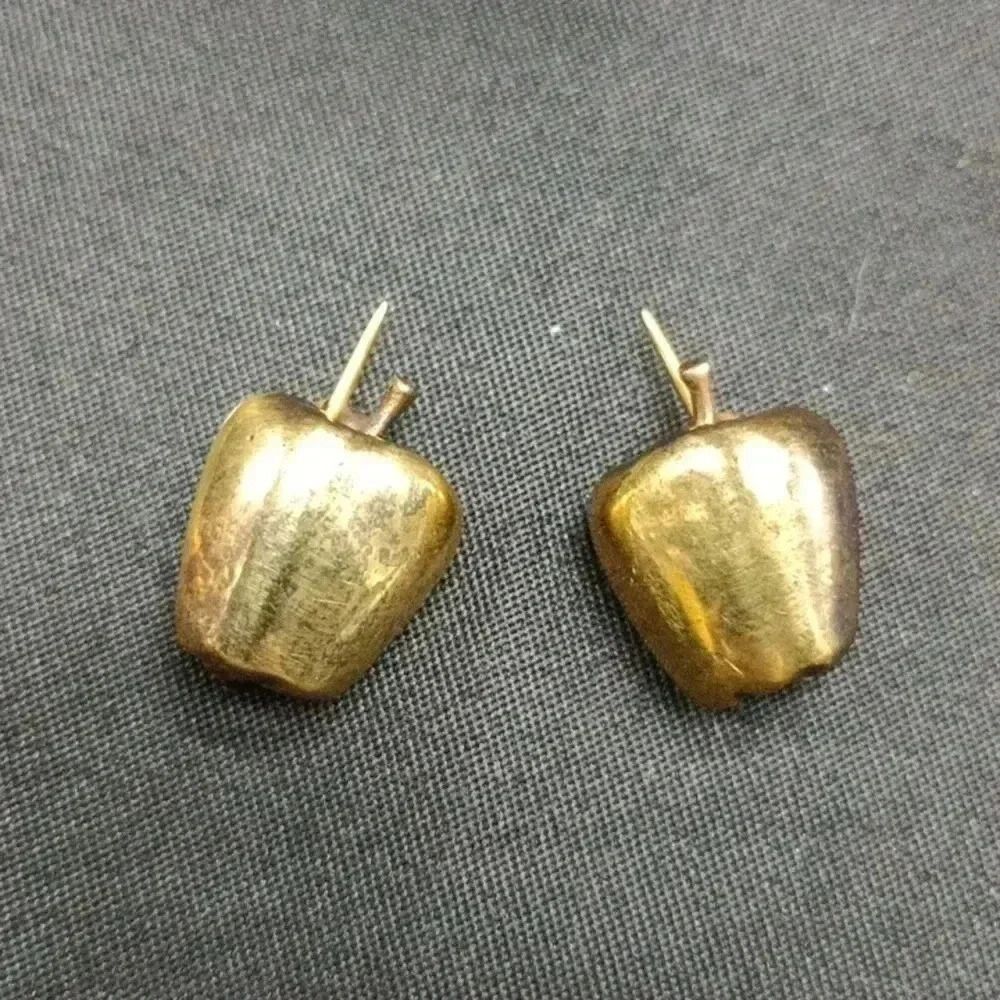 Vintage Gold Plate Sterling Silver Apple Pins